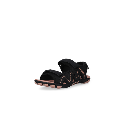 Sandale DOCKERS BY GERLI, Damen, Gr. 38, schwarz (schwarz, rosa), Nubuklederimitat, Textil, Schuhe Sandale, Outdoor Sandale, Freizeitschuh, Trekkingsandale mit Klettriemchen