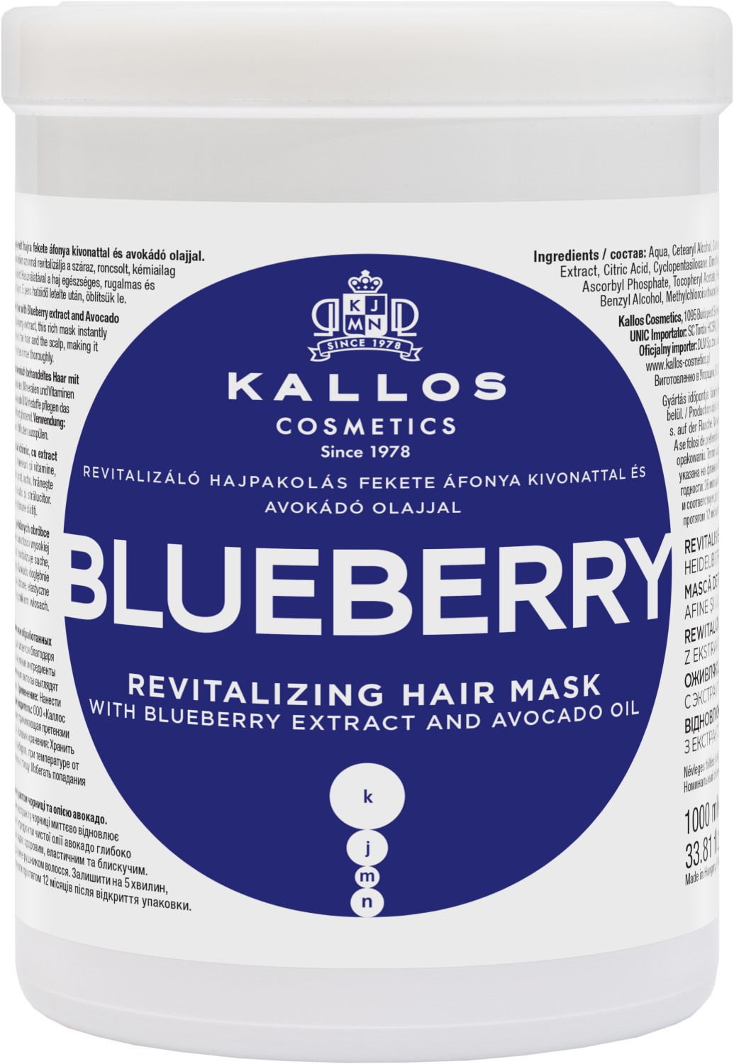 Kallos KJMN Blueberry Revitalizing Hair Mask 1000 ml KA-KJMN1151