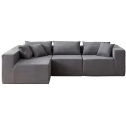 STILVORA Kombinationssofa aus Cordstoff Grau, 4-teiliges modulares L-Form Sofa ohne Montage