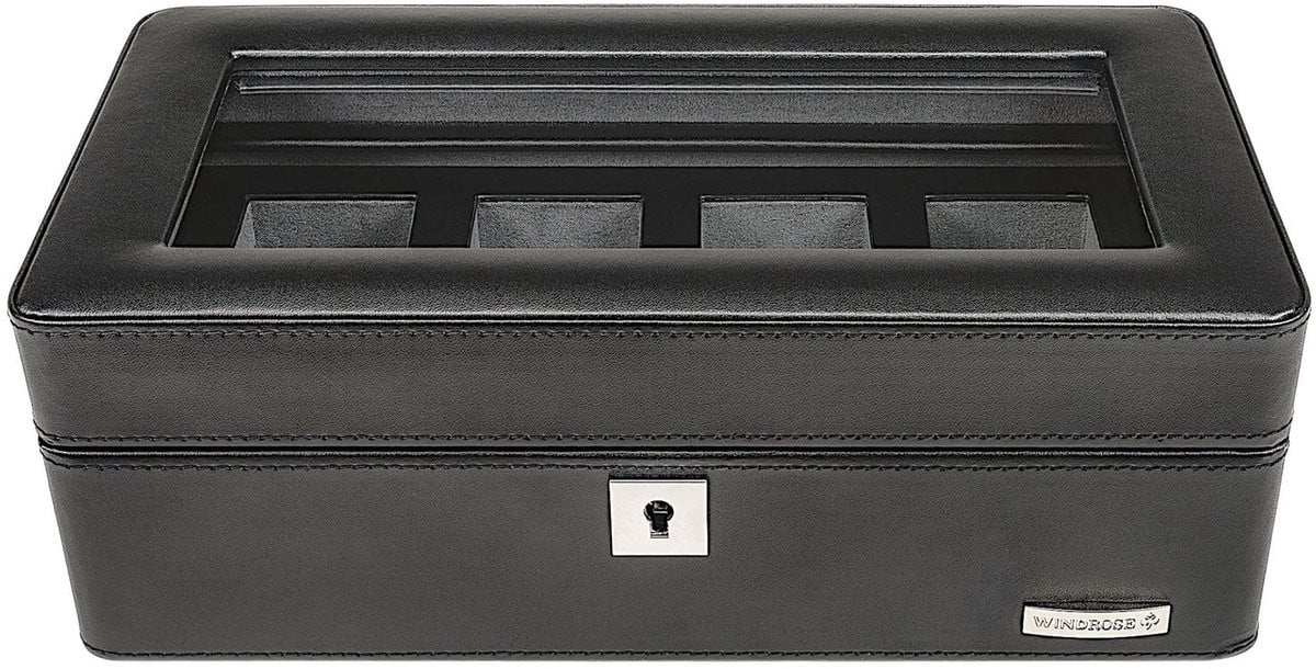 Windrose Tempora Horlogekoffer voor 4 horloges - Zwart - 26,5 cm