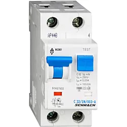 Schrack LS-FI-Schalter, Kennlinie C, 32A, 30mA, 1+N, Typ A (BO617632--)