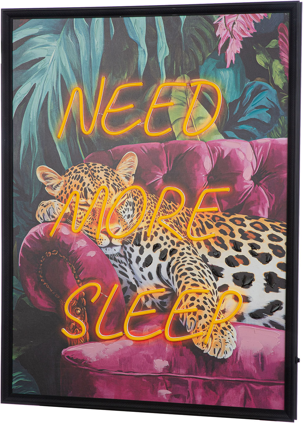 Holzbild GILDE "Bild rechteckig Need more sleep", farbe rahmen: schwarz, farbe bild(er): mehrfarbig, B:63cm H:83cm T:4cm, Poly-Leinwand, Bilder, Holzbild farbe rahmen: schwarz, farbe bild(er): mehrfarbig B/H/T: 63cm x 83cm x 4cm, Tiere, 1 Stk.