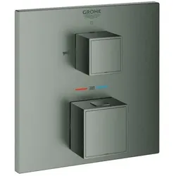 Grohe Grohtherm Cube Fertigmontageset 24155AL0 hard graphite gebürstet, UP-Wannen-Thermostat mit 2-Wege-Umstellung