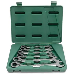 SATA, Schraubenschlüssel, 6 Tlg. Ratschen-Ringmaulschlüssel Set mit Richtungswechsel (10 mm, 12 mm, 13 mm, 14 mm, 17 mm, 19 mm)