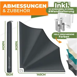 Kesser, Sichtschutz, Balkonfächer klappbar mit Wandhalterung & Montagematerial (140 cm)