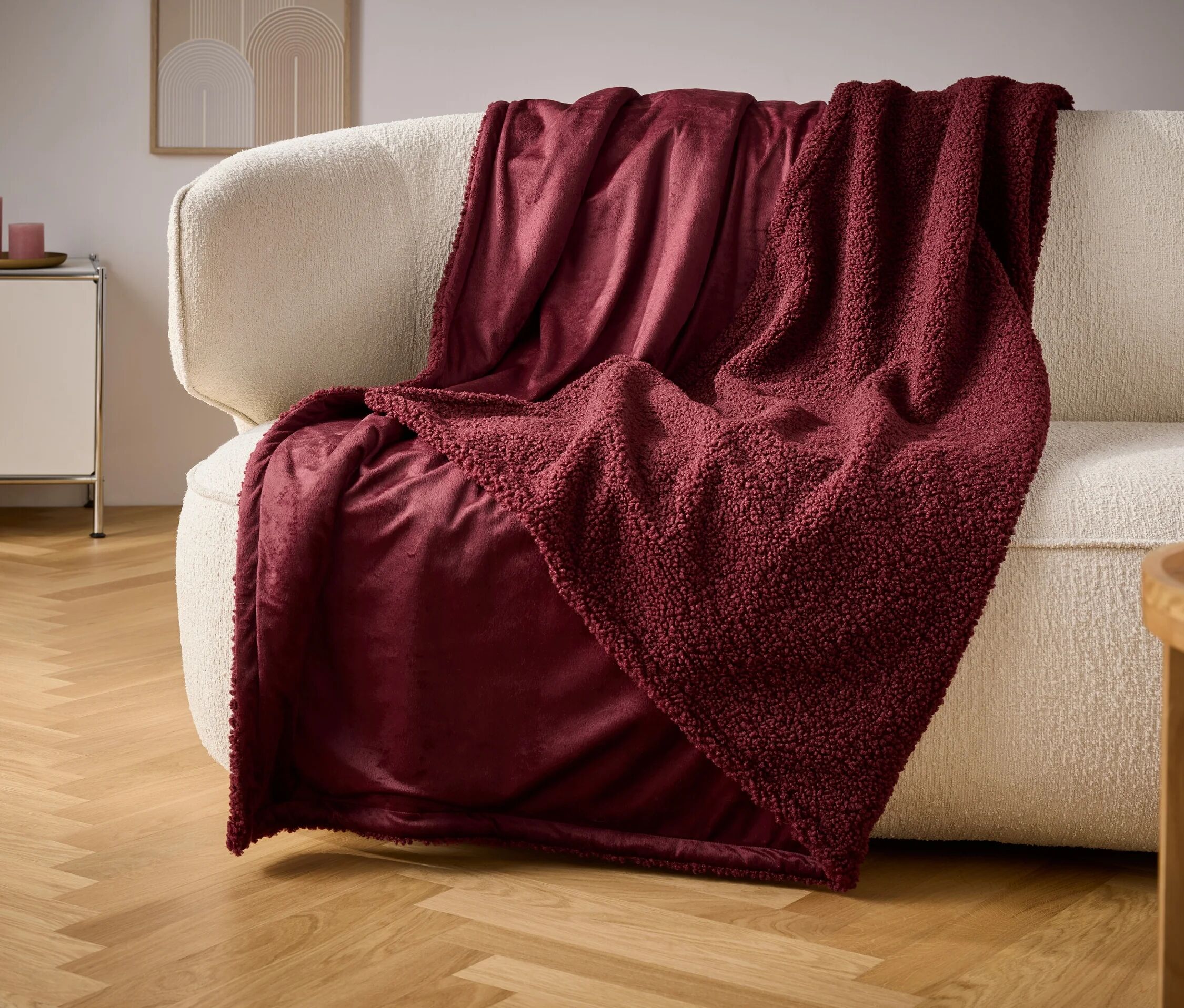 Tchibo - Teddy-Kuscheldecke - dunkelrot