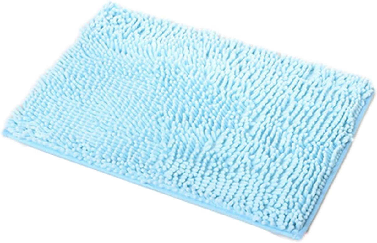 Lichtblauwe Chenille Badmat met Antislip voor Vochtige Ruimtes, 60 x 90 cm