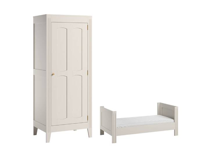 Lit bébé évolutif et armoire 1 porte Vox Milenne Blanc