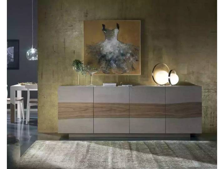 JVmoebel Sideboard Graue Holzkommode im Art Deco Stil mit vier Türfächern (1 St., Sideboard), Made in Europa