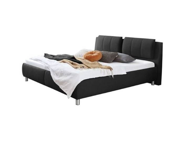 Polsterbett Gusana Webstoff mit Bettkasten 180x200cm Schwarz klassischer Stil,