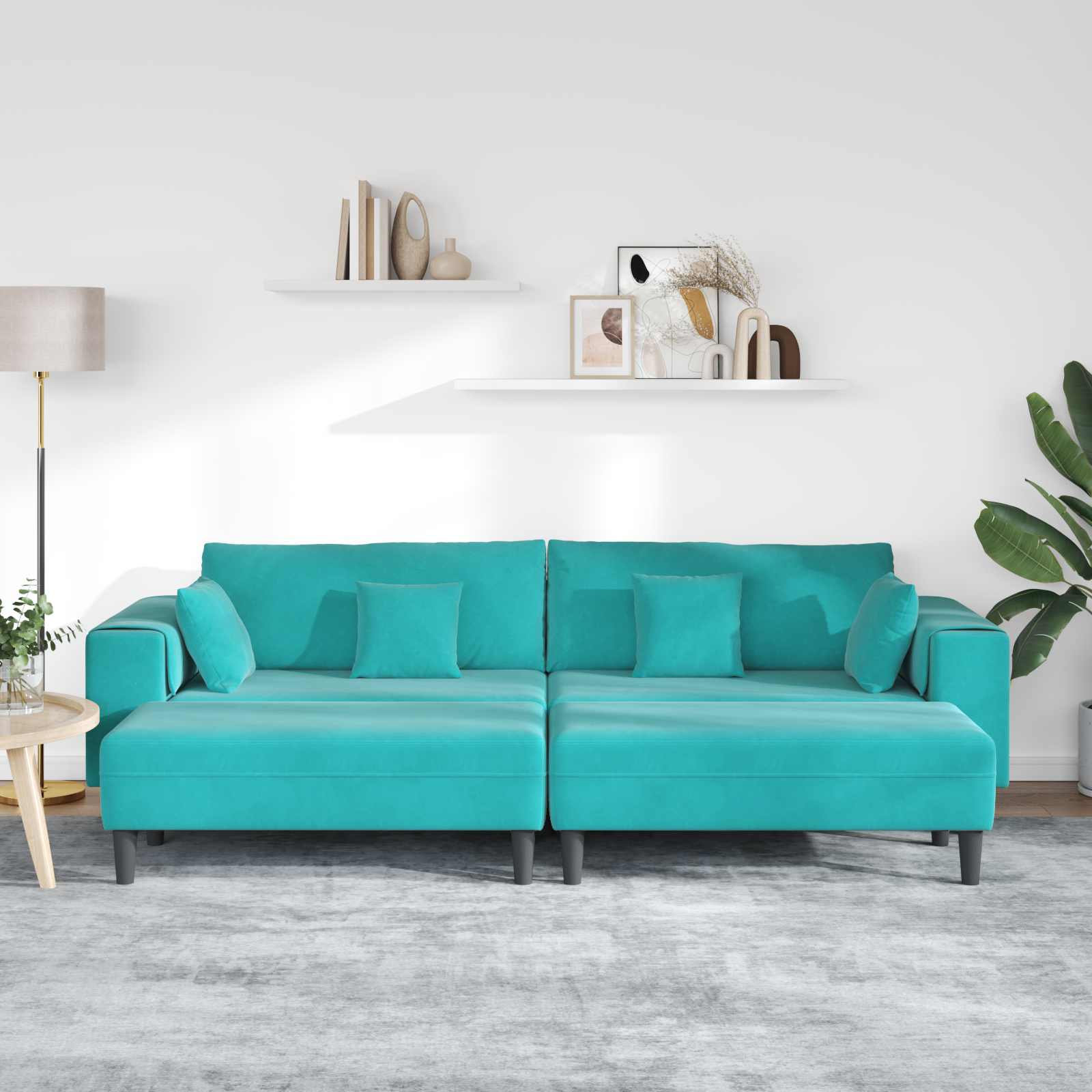 vidaXL Canapé 3 pc Turquoise Velours