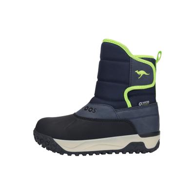 Winterboots KANGAROOS "K-NB KOZE", Mädchen, Gr. 33, wasserabweisend wärmend, bunt (dk navy, lime), Synthetik, Textil, Schuhe Winterboots, Snowboots, Winterboots, Winterschuhe, wasserabweisend, wärmend