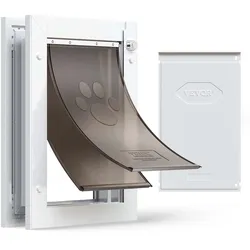 VEVOR Hundeklappe (Mittelgroß) mit Doppelmagnetklappen & Metallrahmen, Wetterfeste Katzenklappe für Innen- und Außentüren, Katzentür Hundetür Haustierklappe Weiß 20,96 x 31,12 cm (Breite x Höhe)