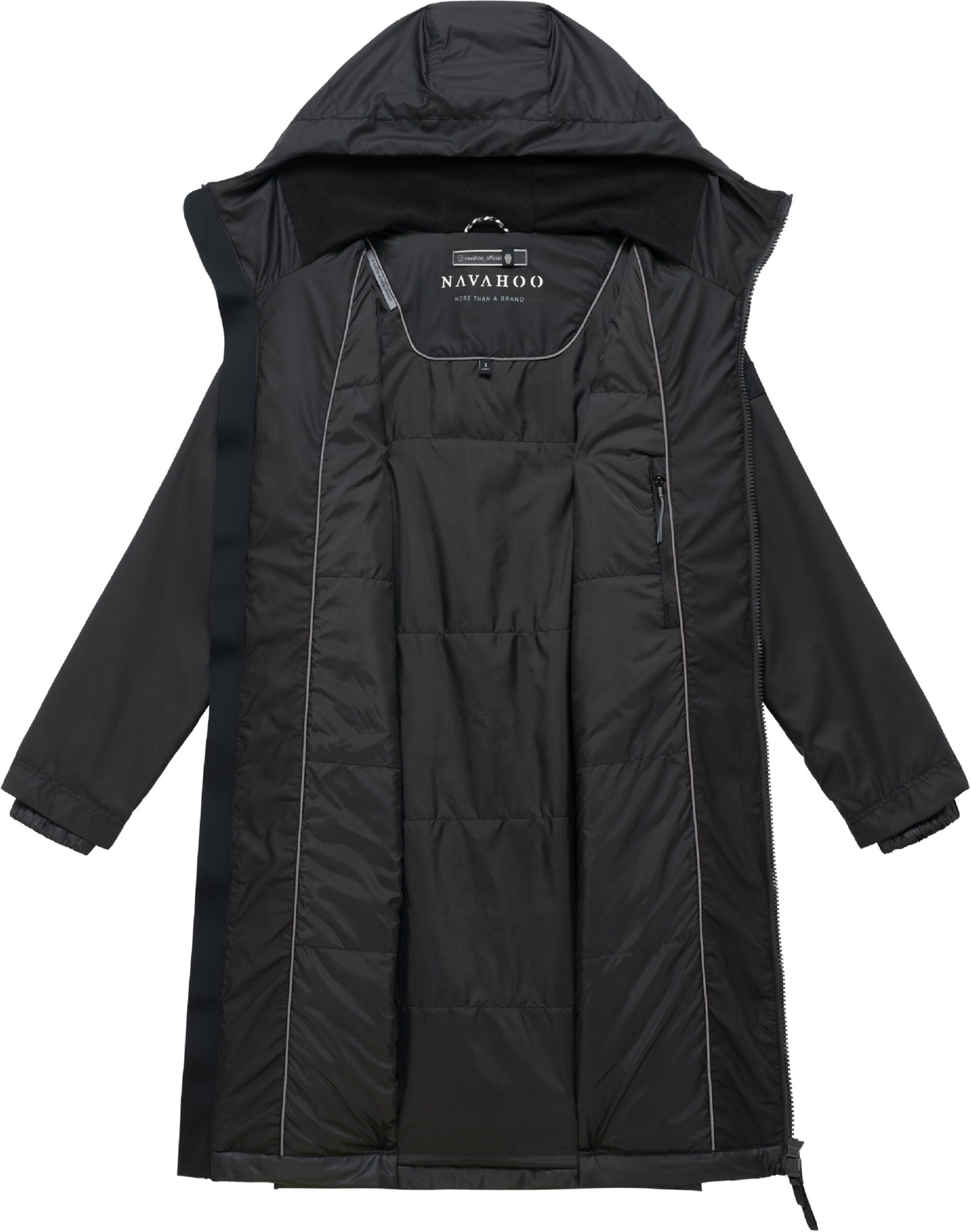 Langmantel NAVAHOO "Langmantel Edelumhang 14", Damen, Gr. M, schwarz, Obermaterial: 60% Polyester PES. 40% Polyurethan PU. 100% Polyester PES. Obermaterial: Futter: 100% Polyester PES. 100% Polyester PES., Mäntel Langmantel