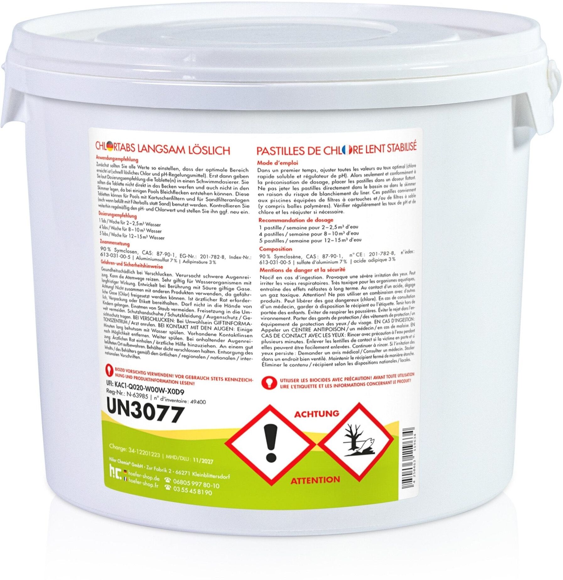 Höfer Chemie GmbH 4x 5 kg Galets de chlore lent de 20g  en pot de 5 KG
