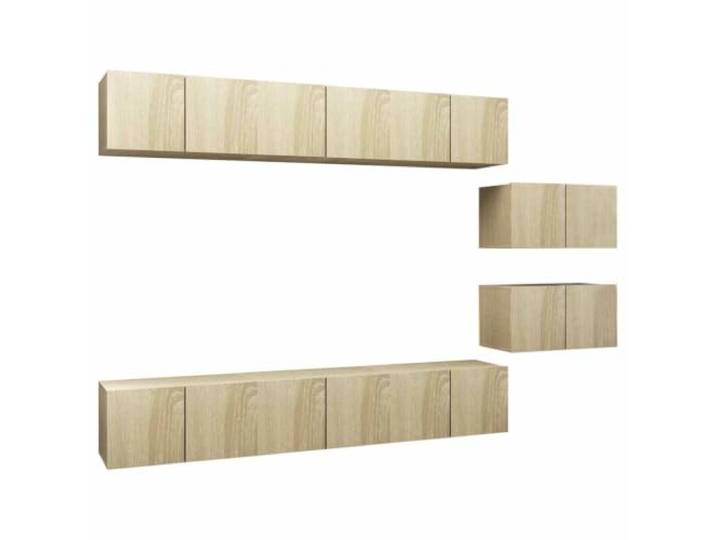 LMTYOENFG TV-Schrank 8er Set Wandboard Lowboard Sonoma-Eiche Flexibles Hängeschrank-Ensemble für Schlafzimmer oder Wohnbereich mit viel Stauraum aus pflegeleichtem Holzwerkstoff.