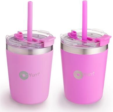 PopYum 9oz Insulated Stainless Steel Kids' Cups, 2-Packs
