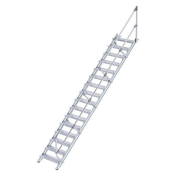 Munk Treppe 45° Stufenbreite 800 mm 16 Stufen Aluminium geriffelt (Trittleiter, 347 cm) (600276)
