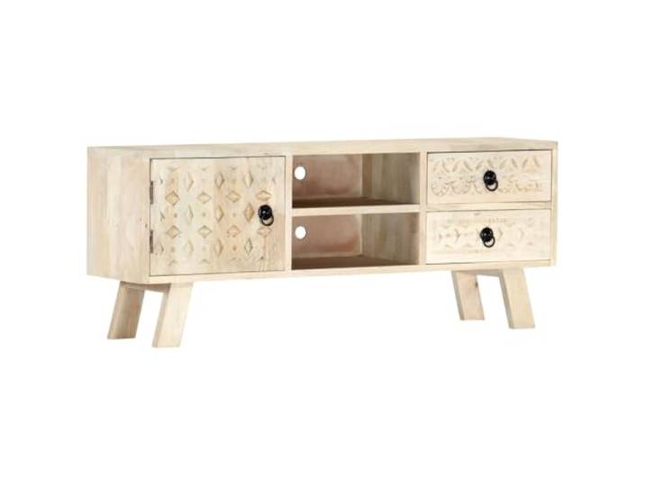 LKJephalotrop TV-Schrank 110x30x44 cm Mango Massivholz Lowboard Stabiles Lowboard aus Mango-Massivholz mit 2 Schubladen und Tür für Wohnzimmer und Schlafzimmer.