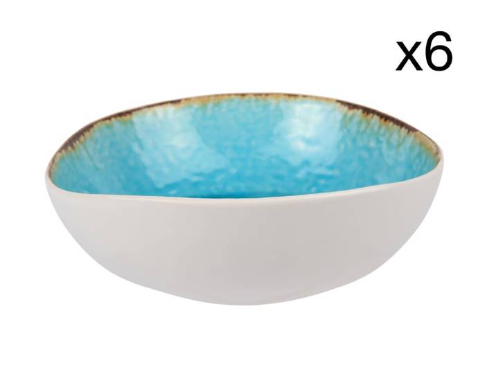 Lot de 6 Coupes en Grès, turquoise, D19 cm