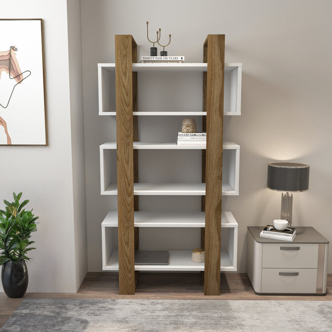 17 Stories Suaad 150cm H x 80cm W Bookcase White/Walnut