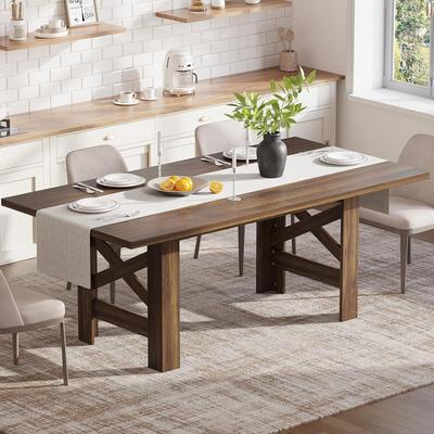 "Garvee Farmhouse Wooden Dining Table for 6-8, 71"" Kitchen Table with Sturdy Frame & Triangular Legs - N/A"