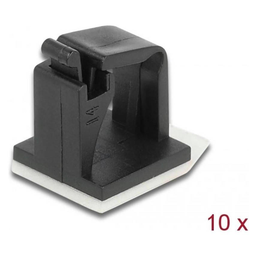 Delock Kabelhalter mit Verschlussclip selbstklebend schwarz (60247)