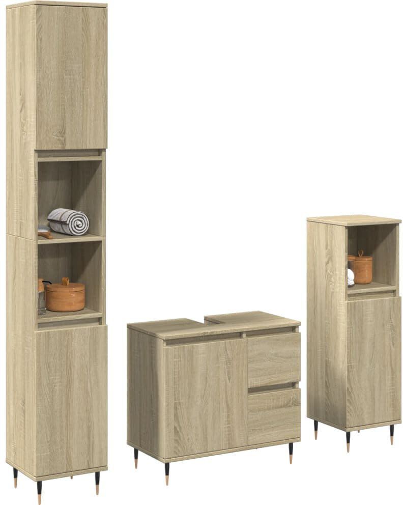Brayden Studio Brantly Iron Bathroom Storage Furniture Set Sonoma Oak 190cm H X 30cm W X 30cm D