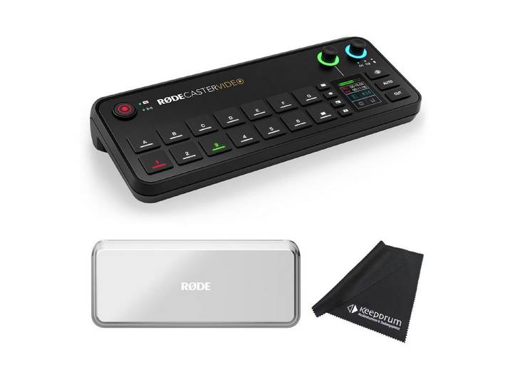 RØDE Rode Rodecaster Video Konsole für Audio- und Video mit Abdeckung Digitales Aufnahmegerät (Vorteils-Set mit Schutz-Abdeckung und Tuch)