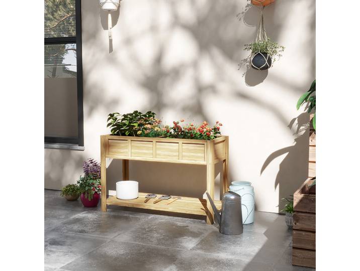 Outsunny Jardinière Pieds 115x46cm Séparateur Étagère