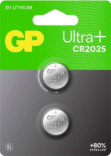 GP Knopfzelle CR2025 3V 2 St. 160 mAh Li-MnO2 Ultra Plus Batterie Lithium Knopfzelle CR2025 2 Stück