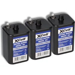 3x XCell 4R25C Blockbatterie 6V 9,5Ah – passend für Baustellenleuchten, Warnlampen & Weidezaun