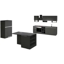 Dmora Vollständige Küche Dancelott, Set mit Speisekammer, Küchenzeile Schrank, 100 % Made in Italy, Anthrazit und Schiefer