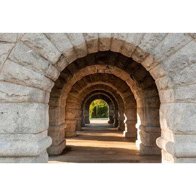 Fototapete PAPERMOON "TUNNEL-STEINWAND STEINMAUER STEINE STRUKTUR ALLEE DEKO", bunt, B:3m L:2,23m, Vlies, Tapeten