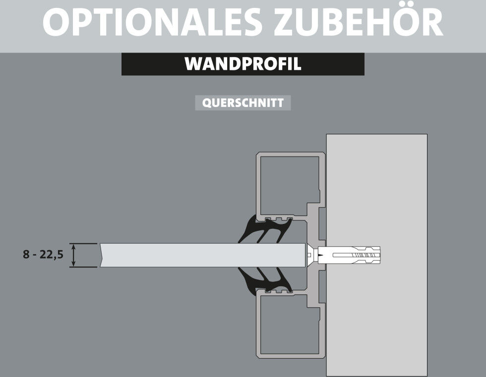Ambiente Wandprofil Aluminium zum Anschrauben 187 cm anthrazit