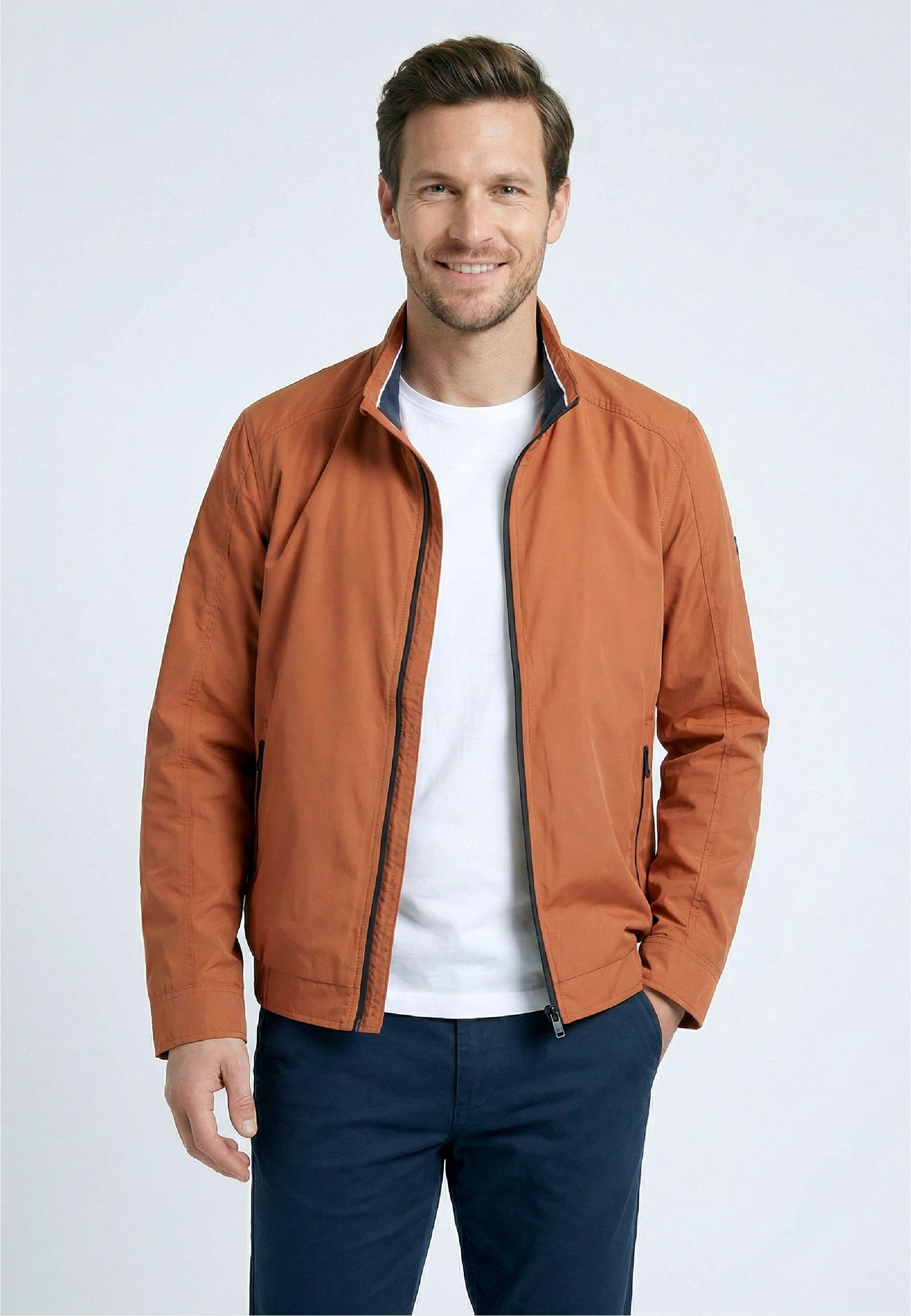 Outdoorjacke NEW CANADIAN, Herren, Gr. 62, orange (braun, rot), 100% Polyester, unifarben, normal, hoch geschlossener Ausschnitt, Jacken Outdoorjacke, mit PFC-freier Wasserabweisung