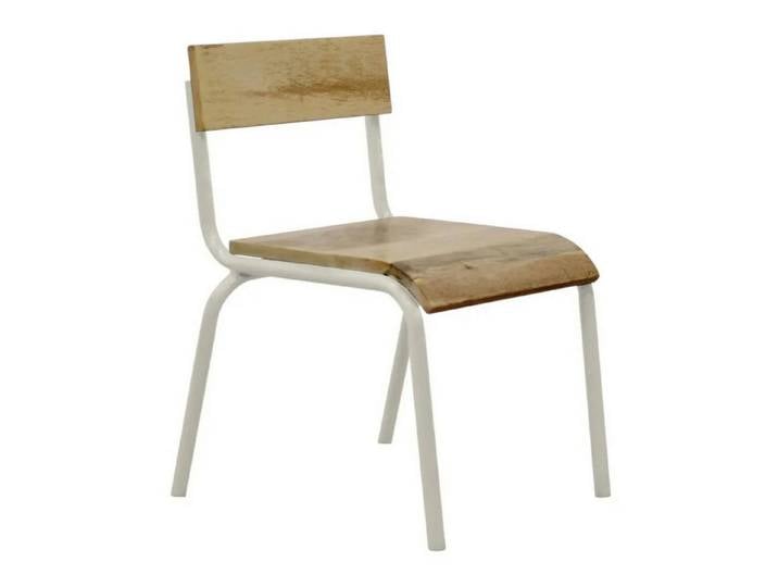 KidsDepot Kinderstuhl Weißer Kinderstuhl aus Holz und Metall Kidsdepot, Set von 2, 35x36x56 (Set), Massive Sitzfläche mit starker Maserung