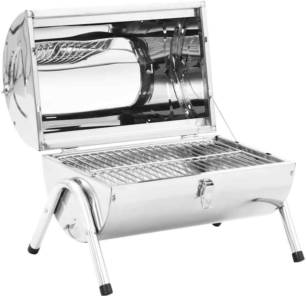 vidaXL Barbecue au charbon portable Acier inoxydable Grilles doubles