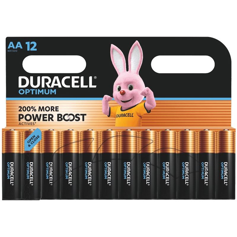 DURACELL Batterien Optimum Alkali-Mangan Mignon AA 1,5 V, 12 St.