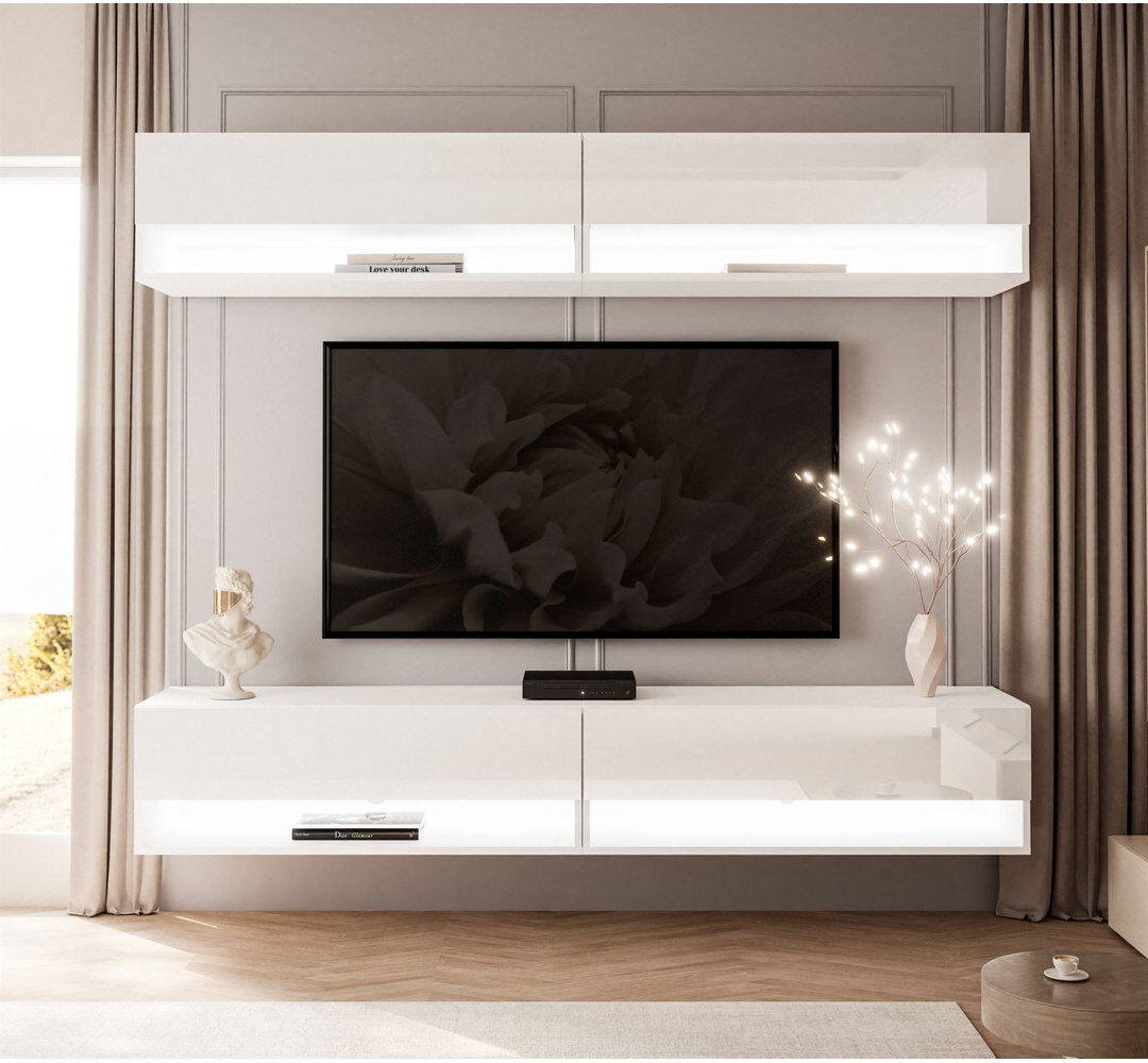 Ivy Bronx Coryon Entertainment Unit for TVs up to 70" High-gloss white 70"
