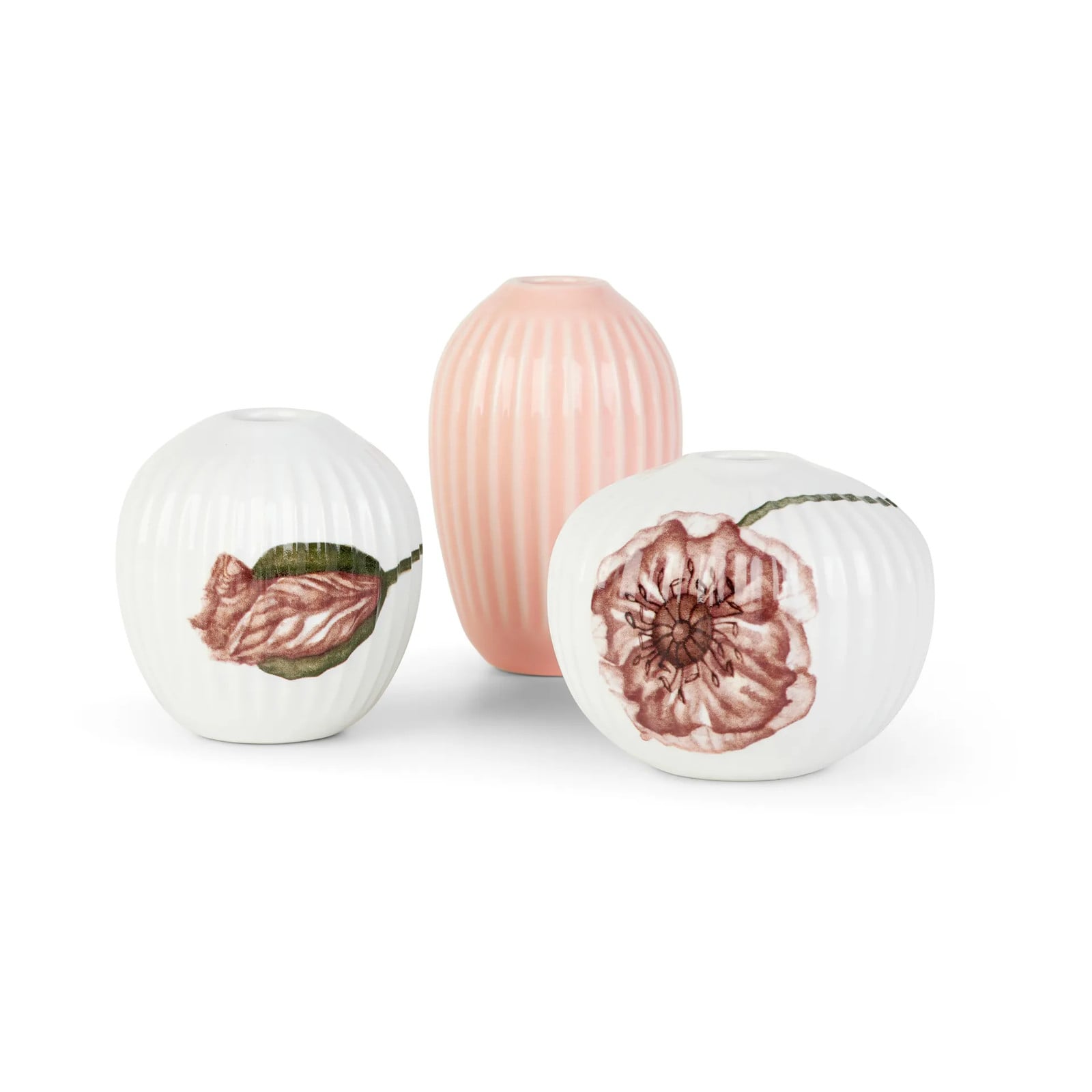Kähler Hammershøi Poppy vaas miniatuur 3-delig Wit-decor