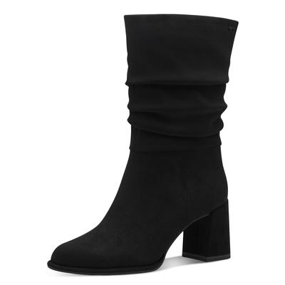 Stiefel TAMARIS, Damen, Gr. 38, schwarz, Textil, Veloursleder, unifarben, Schuhe Stiefel, Blockabsatz, Kurzstiefel mit Reißverschluss, in veganer Verarbeitung