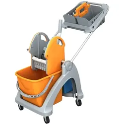AquaSplast Einfachfahreimer 1.25 K TS orange blau inkl. 20 L Eimer, 6 L Eimer, Presse, Deichsel, Tragekorb