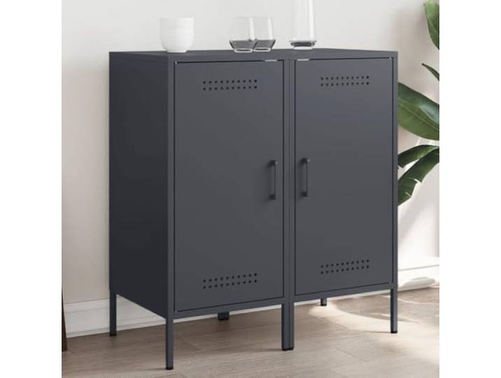 Jkghdrt Sideboards 2 STK. Anthrazit 36x39x79 cm Stahl Industrie-Design, kaltgewalzter Stahl, verstellbare Stellfuesse, Tuerfach, pflegeleichte Oberflaeche