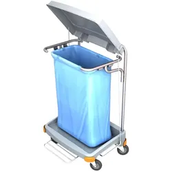 AquaSplast Abfallsammelwagen II-2 inkl. 1 Abfallsack 120 l blau mit Deckel und Fußpedal