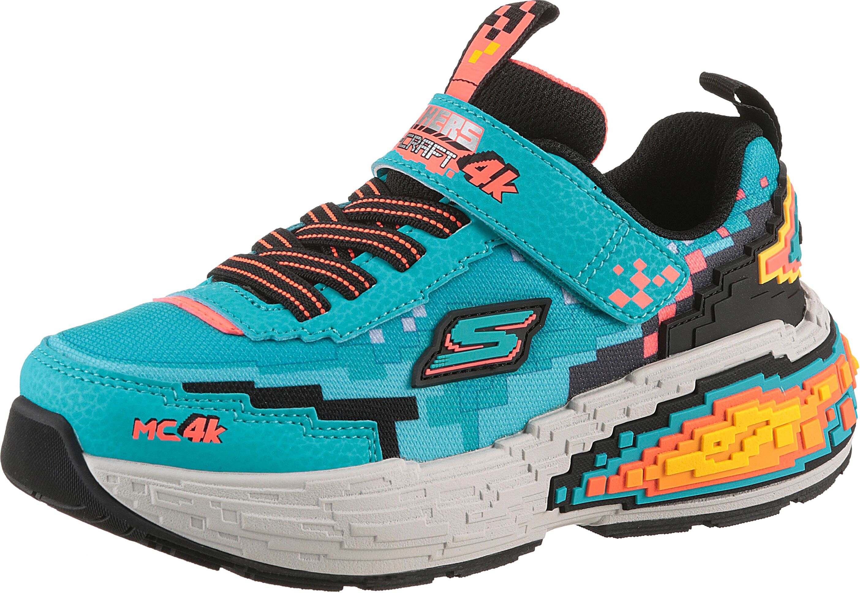 Skechers "MEGA-CRAFT 4K", Klettschuh im coolen Pixel-Look, Grössenschablone zum Download türkis, schwarz 30, Textil