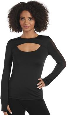 VEVO ACTIVE Cutout Active Top (Size Medium) Black, Polyester,Spandex