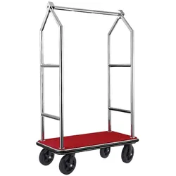 WAS Germany Gepäckwagen Voyager, 112 x 65 x 190 cm, gebürstet, roter Teppich, Chromnickelstahl 18/8