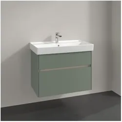 Villeroy und Boch Collaro Waschtischunterschrank C010B0AF 75,4x54,6x44,4cm, Waschbecken mittig, LED-Beleuchtung, soft green