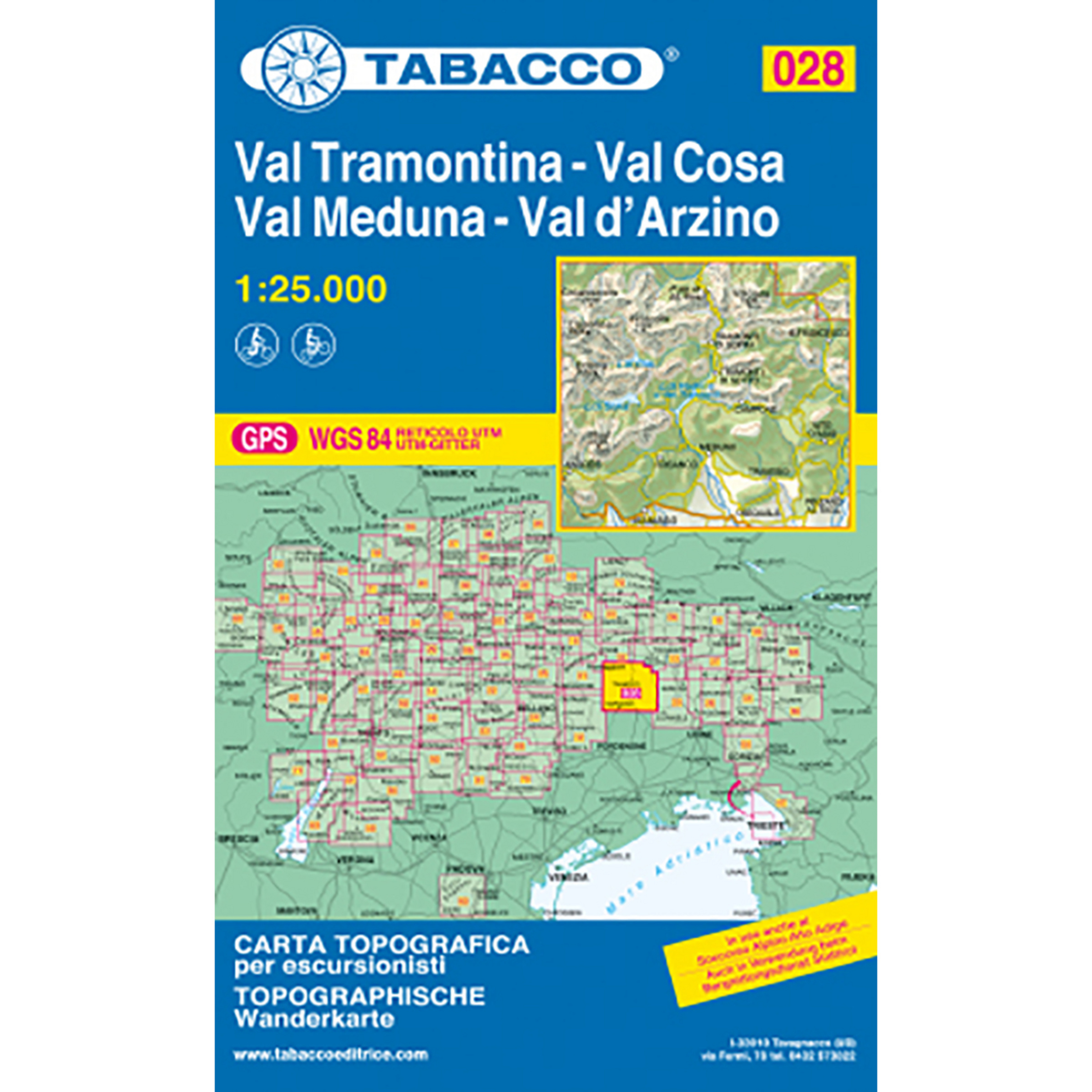 Tabacco WK 28 Val Tramontina 25T Wanderkarte Topografische Karten